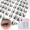 False eyelashes, no glue or adhesive needed, 64 bundles, partial application, no adhesive required, 1-second eyelash extension, 3D false eyelashes,