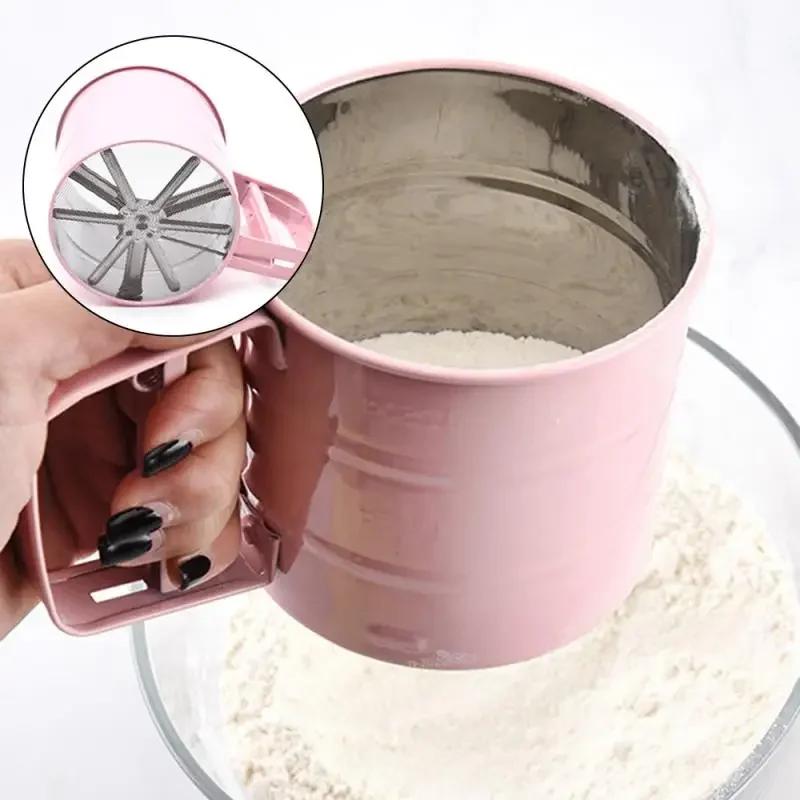 Stainless Steel Mesh Sieve Colander Crank Sifter 1 Pcs Powder Flour Baking Tool Icing Sugar Kitchen Tools Cocina Knife