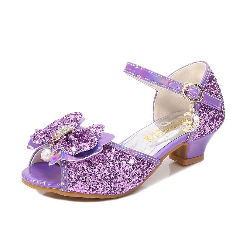 Sandales pour filles Nouvelle mode Grandes enfants Chaussures de princesse Été Enfants Polyvalentes Talons hauts Petites filles Sandales en cristal