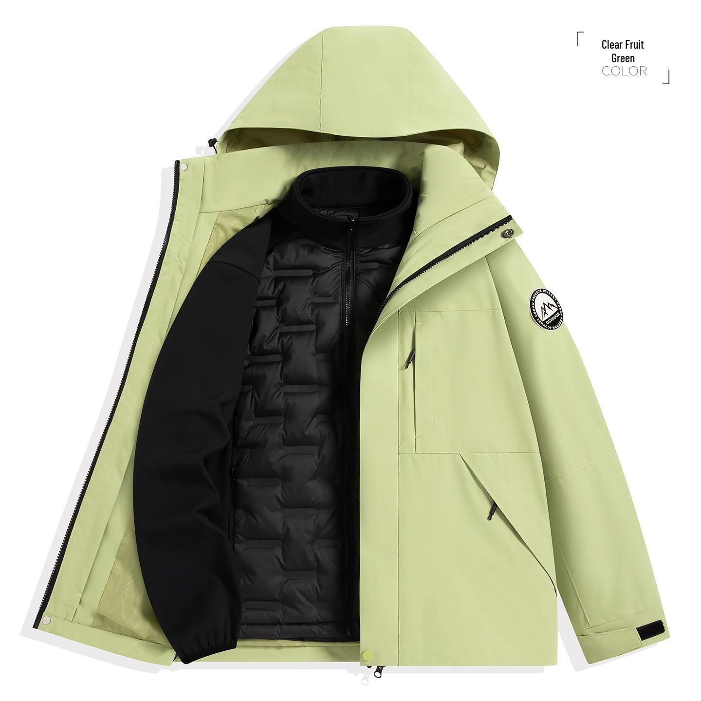 3-in-1 Winter Down Jacket: Men s & Women s Windproof, Waterproof, Detachable 4XL