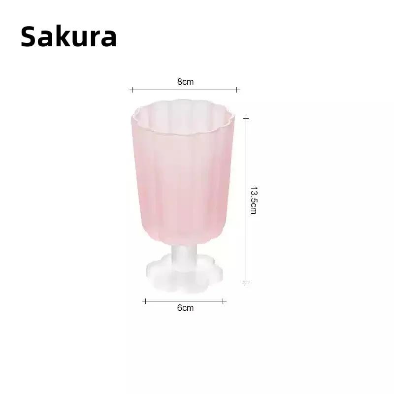Flower Shaped Glass Cup Colourful Goblet Teacup Ice Cream Dessert Juice Wine Cup Home Bar Cafe Drinkware Gifts Desktop Decor