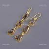 Smoky Quartz Gemstone Electroformed Drop Dangle New Earrings Jewelry Gold Plated V-114