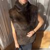 Autumn and winter fashion imitation fur vest women's new European and American temperament commuting versatile plush sleeveless turtleneck vest