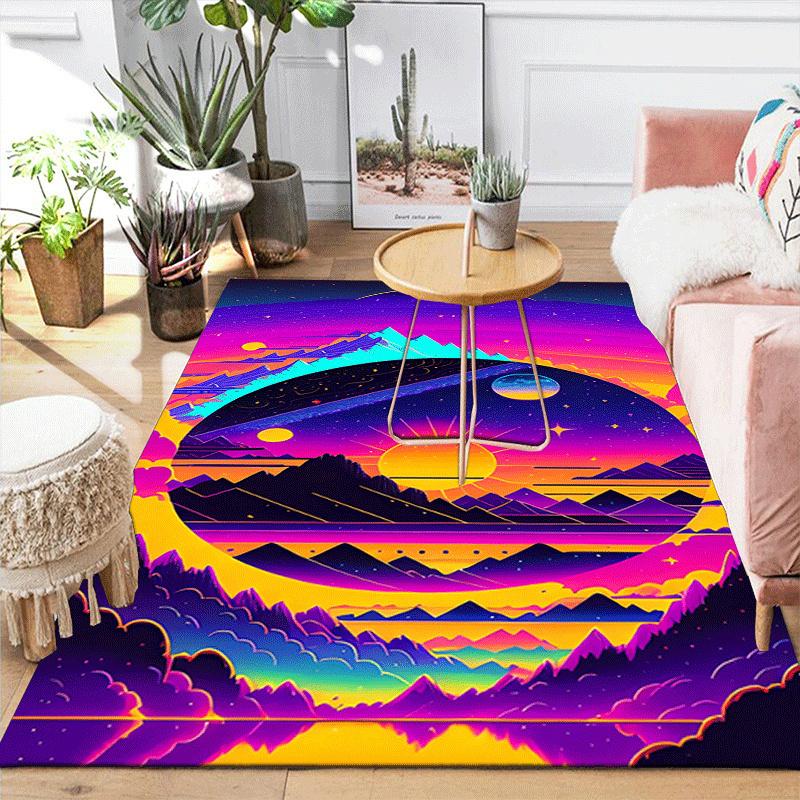 1pc Sun, Moon and Stars Print Design Area Rug - Soft, Anti-Slip, and Durable Gaming Room Decor for Bedroom