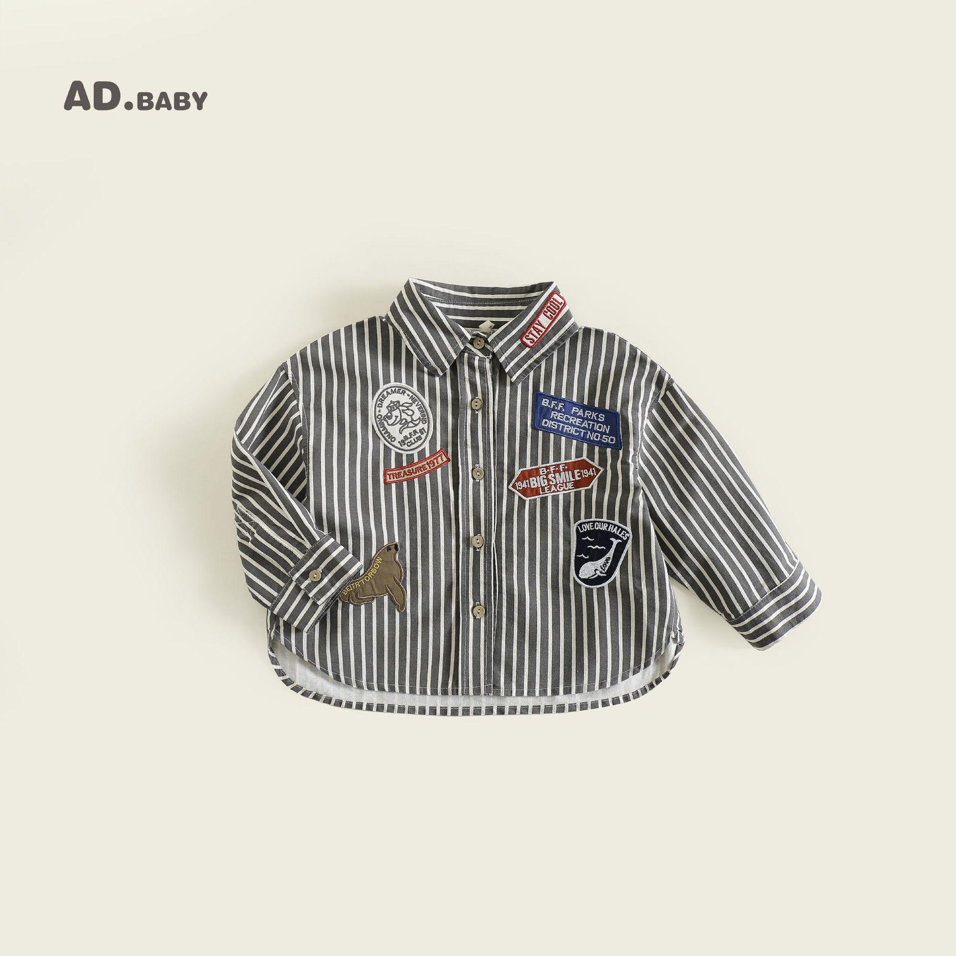 

2025 Autumn Korean Style Kids Embroidered Casual Shirt for Girls and Boys 120 cm сірий колір