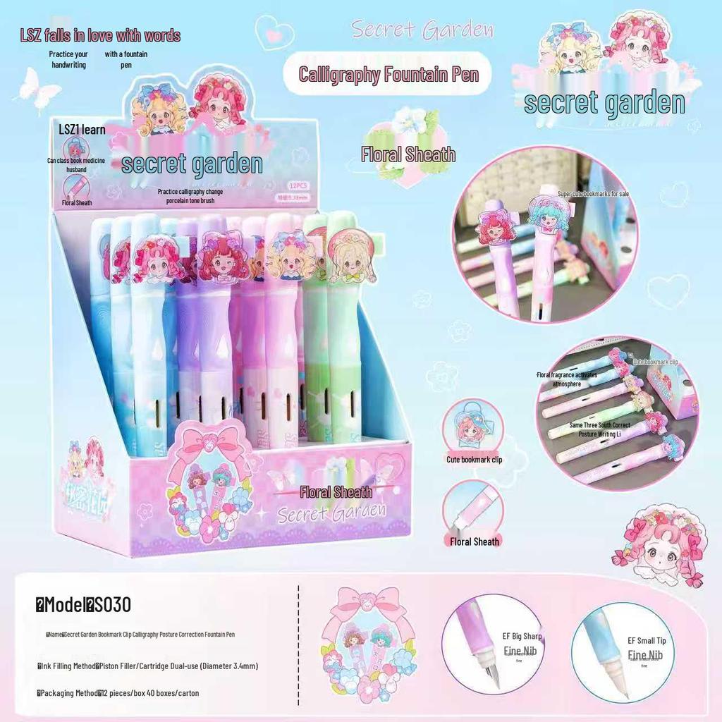 Heat Erasable Fountain Pen Set with Cute Bookmarks and Refillable Cartridge for Students