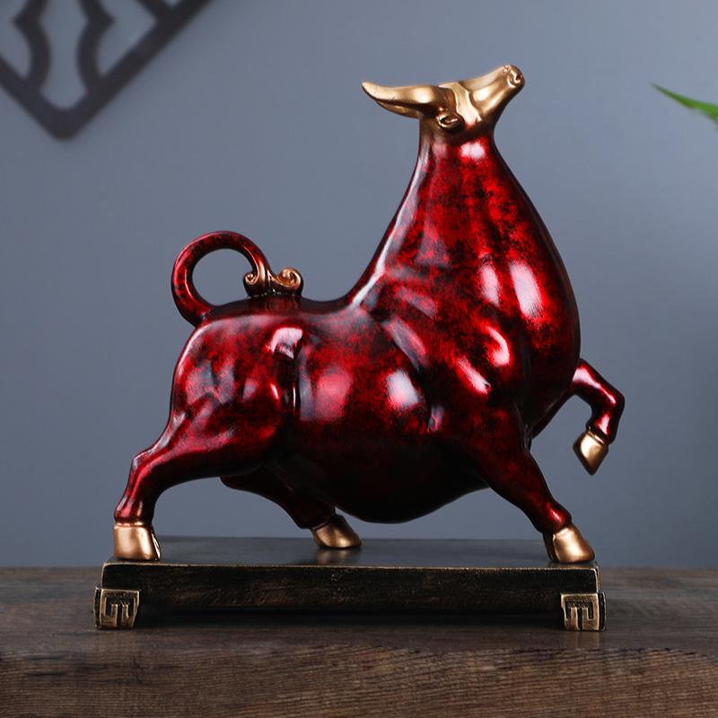 Resin Handicrafts Simulation Animal Sculpture Cattle Bull Golden Ox Decorative Figurines Home Decoration Accessories