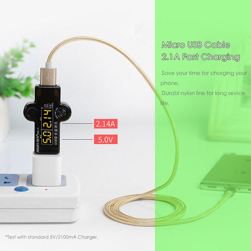 Micro-USB-kabel Nylon gevlochten data-snellader USB-kabel voor Samsung Xiaomi Redmi Huawei LG Microusb Android-telefoonkabels