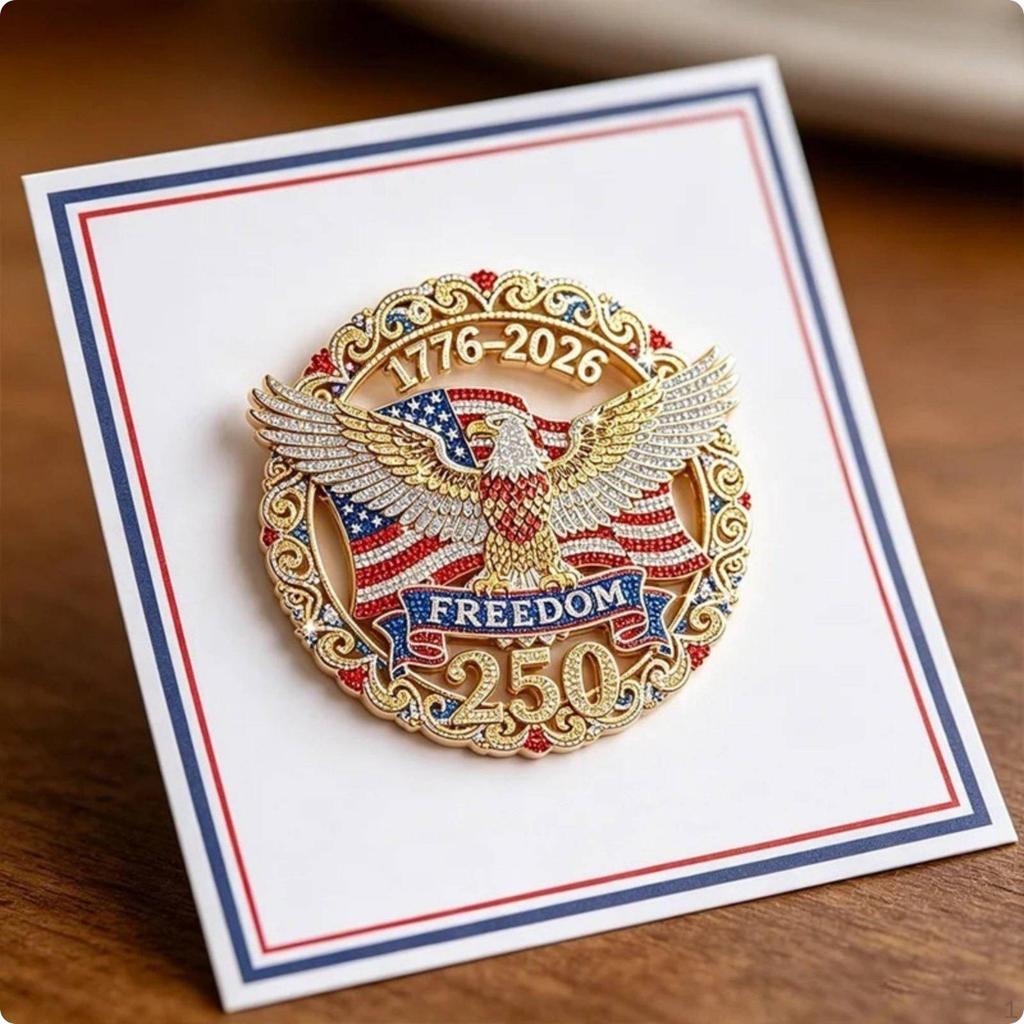 Freedom Anniversary Pin Commemorative Enamel Brooch Tone Lapel for Collectors, Nationalists,