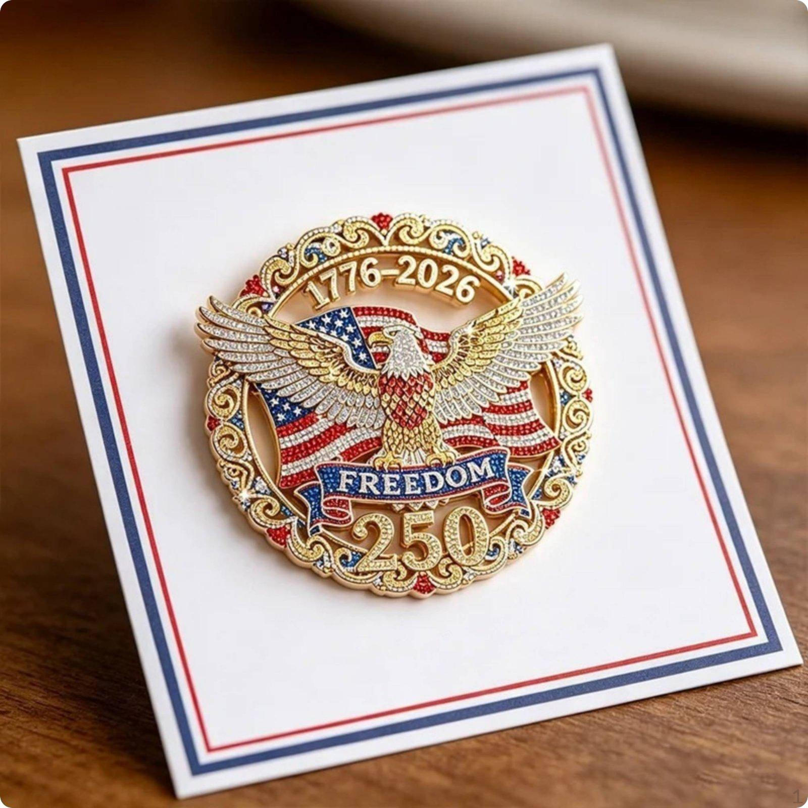 Freedom Anniversary Pin Commemorative Enamel Brooch Tone Lapel for Collectors, Nationalists, 250th Anniversary-a