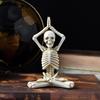 Vintage Skull Figurine Resin Haunted House Props Halloween Holiday Atmosphere Ornament Yoga Human Skeleton Statue for Home Decor