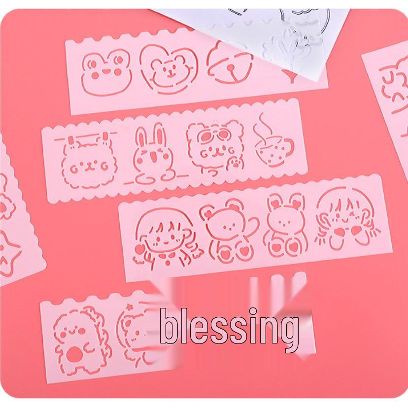 Cute Cartoon Hand-Painted Hollow Newspaper Template & DIY Drawing Ruler Set for Kids