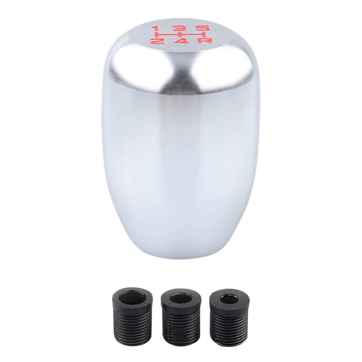 

Shift Knob MT [5 Speed / 6 Speed] Car Manual Shift Knob Aluminum with Conversion Adapter (5 Speed, Silver) срібний