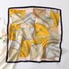 Silk scarf female stripe black and white printing spring and summer new decoration simple fashion simulation silk square scarf