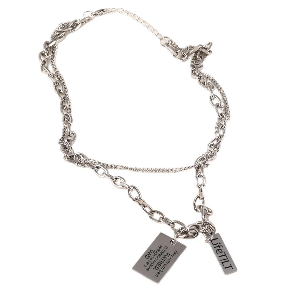 Men's Titanium Steel PUNK Cuban Chain Necklace - Handsome, High-End Hip Hop with Letter Tag Design.