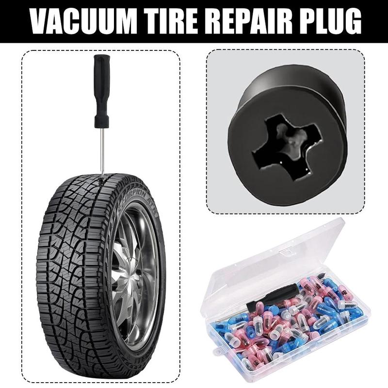 Tubeless Tire Patch Tire Repair Screws Puncture Set for Car Motorcycle, Vacuum Tubeless Tyre Rubber Nail Repair Tools Kit