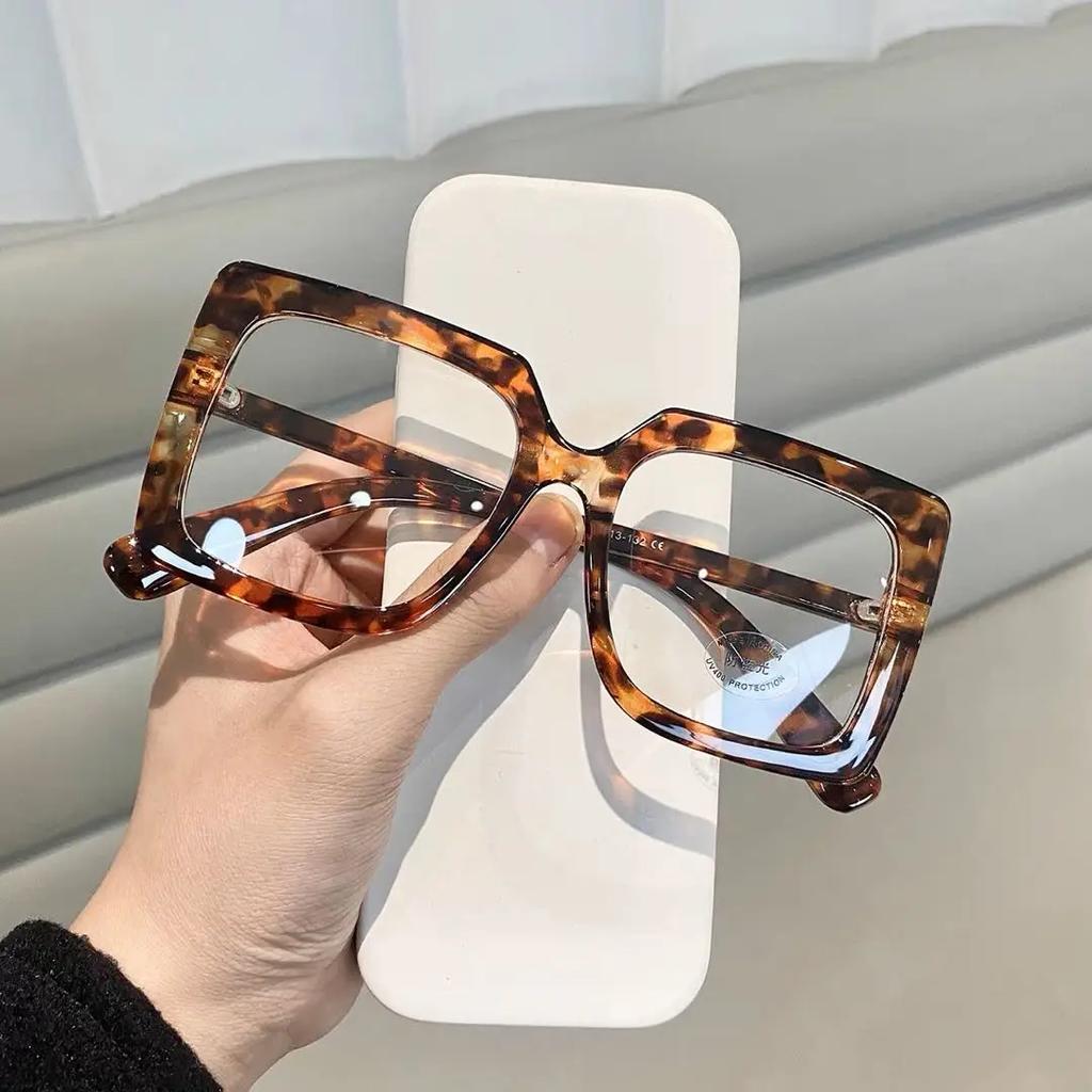 Female Optical Spectacle Eyeglass New Plain Face Square Thick Frame Flat Glasses Korean Version Male Black Anti-Blue Eyeglasses