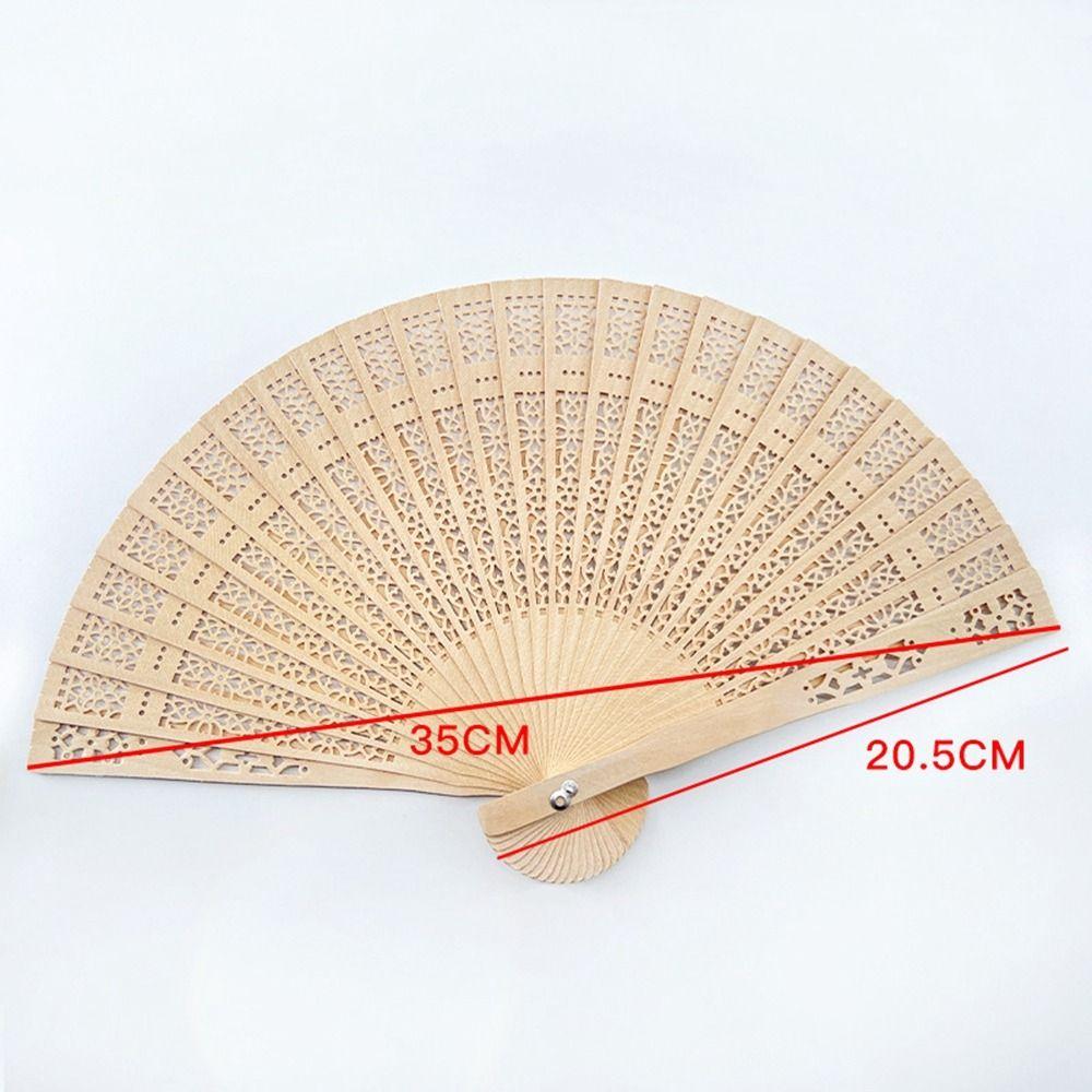 Vintage Bamboo Folding Fan Engraved Hollow Wooden Fan New Hand Held Fan  Women