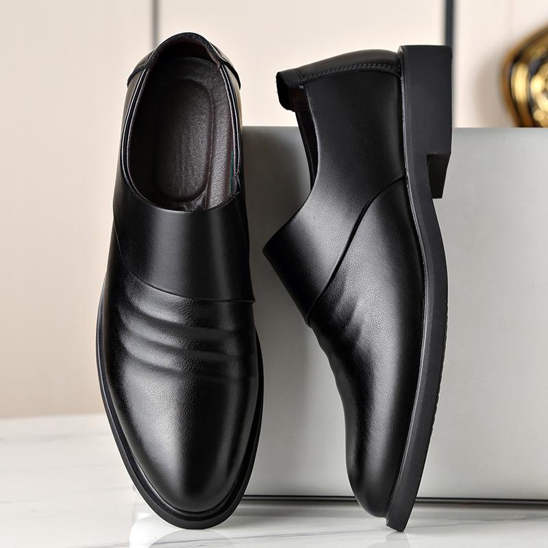 Mote Casual Lær Herre Formelle Business Sko Elegante Dress Loafers Enkle Slip-on Flats Fritid Gå Kjøresko Mann Oxford Sko