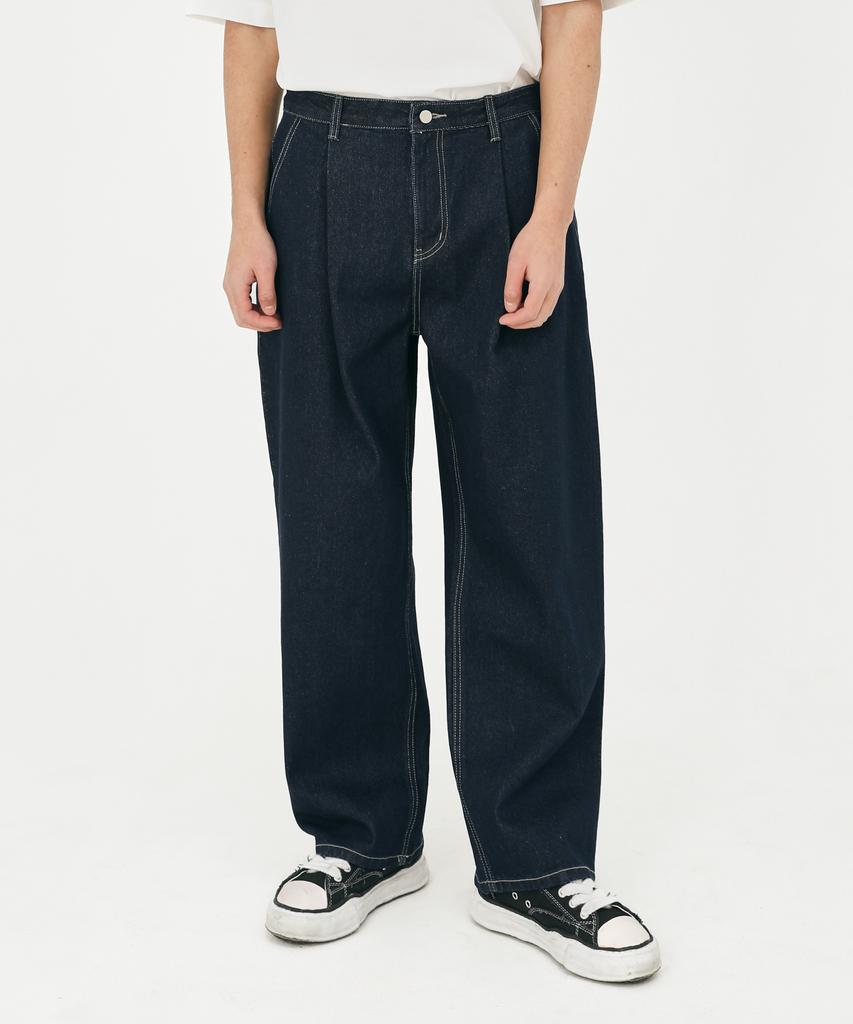 Seleuji One-Pleat Wide Denim Pants V7_Normal Blue