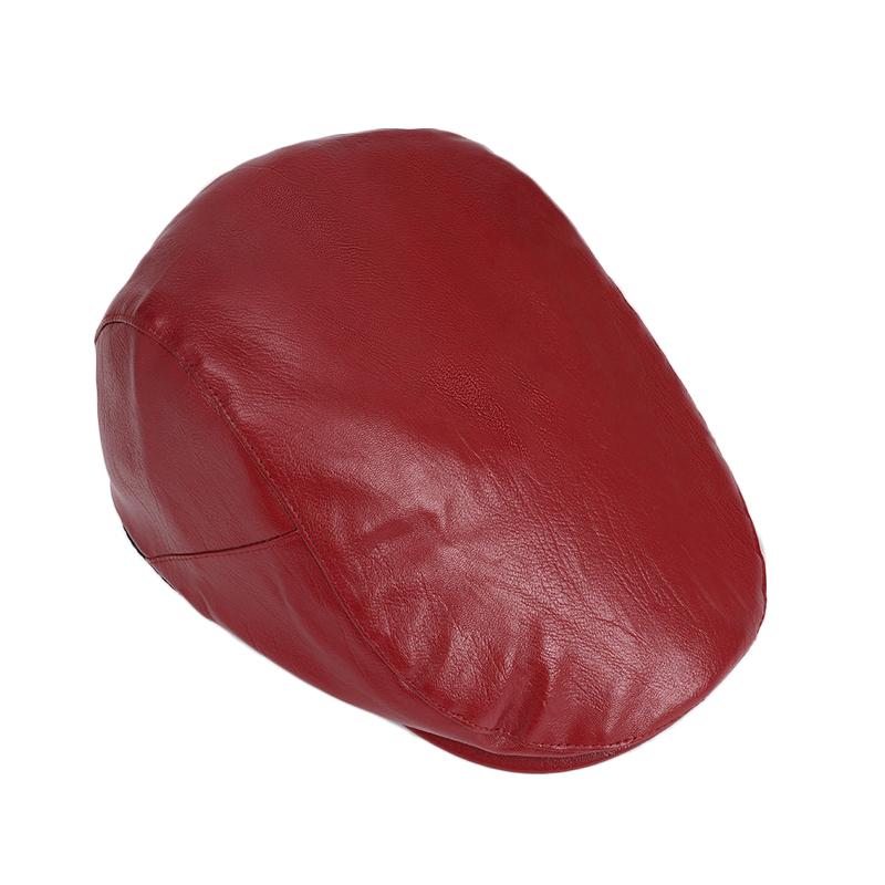 Leather Beret Men's Autumn Winter Warm British Peaked Cap Women's Forward Cap Painter Cap
