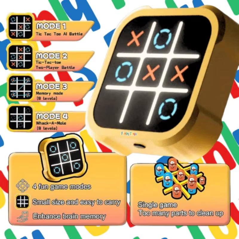 Happy Time For Kids Orange Electronic Tic-Tac-Toe Game Children's Electronic Toys Chess Set Board Games Chess Board Game For Family For Indoor Party