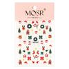 White Snowflake & Santa Claus Sock Nail Stickers: Xmas Decals with Bow and Snowman Ornaments