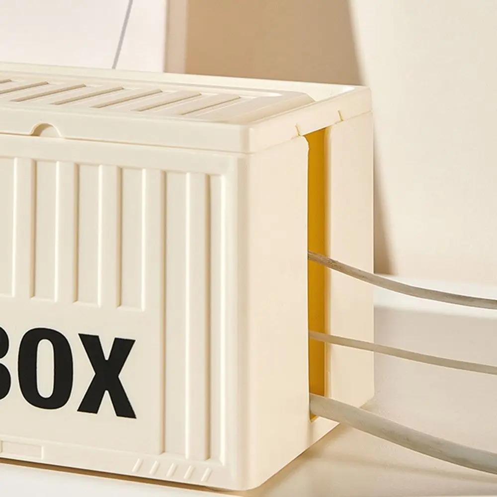 Cable Storage Box with Lid Power Strip Organizer Dustproof Desktop Socket Cord Cable Organizer for Home Office Wire Case