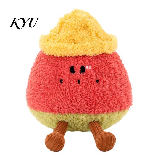 Cute Cartoon Pet Playthings Plush Fruit Dog Toy with Bell, Squeaky Interactive Chew Toy, Funny Anthropomorphic Toys Soft Stuffed for Small to