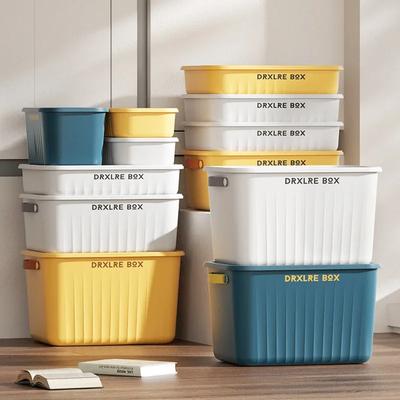 Boîte de rangement en plastique avec couvercle Épaisse Boîte de tri pour vêtements Couleur unie Boîte de rangement pour articles divers Boîte de rangement pour la maison et les snacks