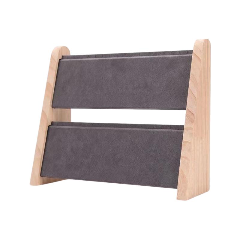 Dwupoziomowy drewniany stojak na naszyjniki, wieża na biżuterię, taca ekspozycyjna z wielofunkcyjnym wieszakiem i organizerem, stojak na naszyjniki