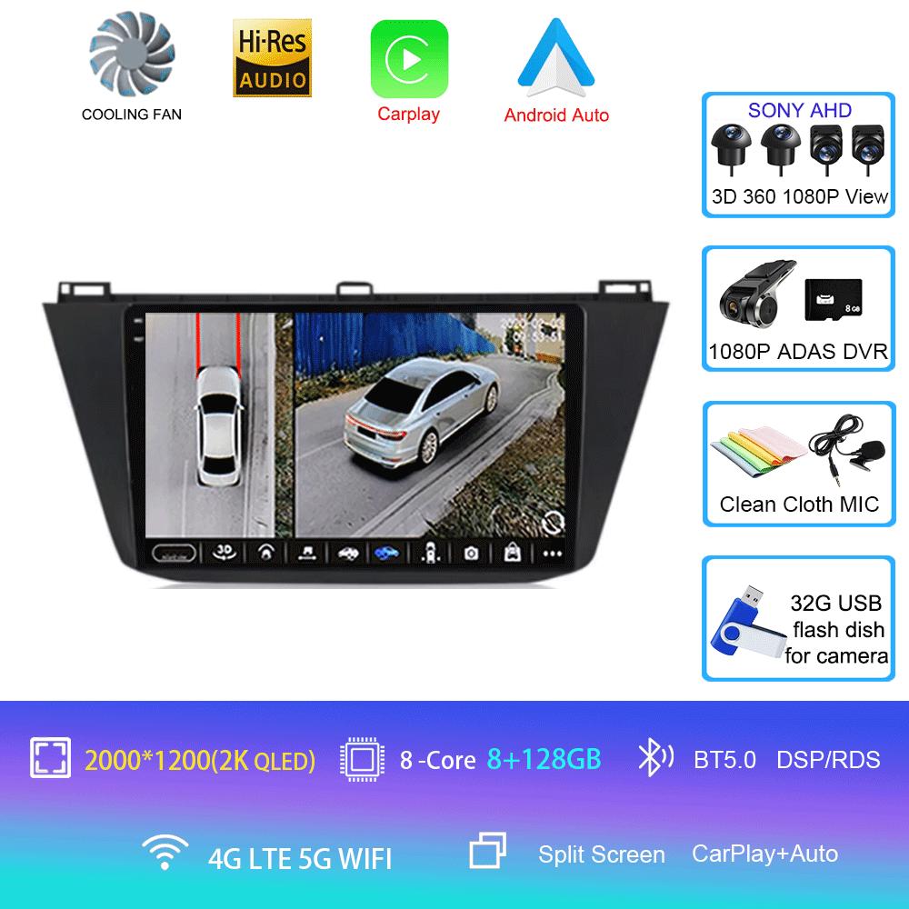 Radio Samochodowe Android 14 Carplay Auto Dla Volkswagen Tiguan 2 Mk 2016 2017 2018 2019 Odtwarzacz Wideo Multimedia Nawigacja GPS Stereo