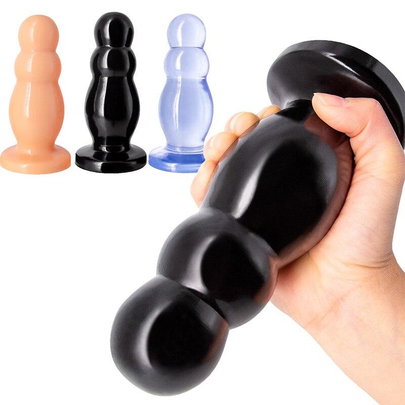Transparentní měkký anální dilatátor Anální kolík Mužský masturbátor Sexuální hračka pro dospělé Dildo Pull Bead se Sucker Fisting Slave BDSM