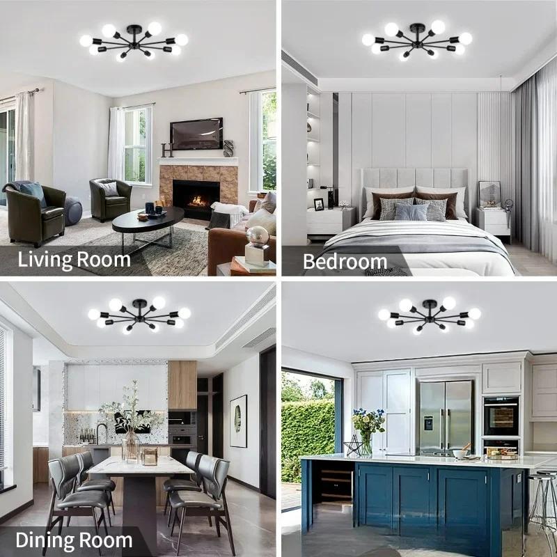 Lampada da soffitto in ferro battuto nordico Personalite Grand Living Room Light Semplice e moderna Sala da pranzo Studio Camera da letto Illuminazione