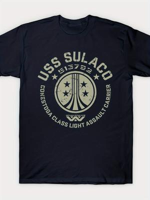 Námořnické modré tričko USS Sulaco s vozidlem Heavy Lance z filmu Vetřelec: Covenant Pohodlné tričko s kulatým výstřihem pro fanoušky sci-fi