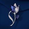 Luxury Lapel Pins Crystal Clothes Suit Accessories New Tulip Flower Brooch  For Women