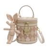New Bucket Bag Shoulder Bag with Rabbit Pendant for Women