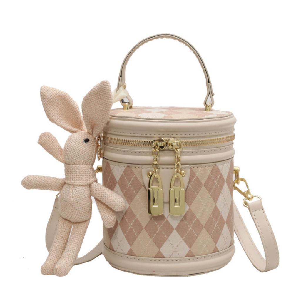 New Bucket Bag Shoulder Bag with Rabbit Pendant for Women