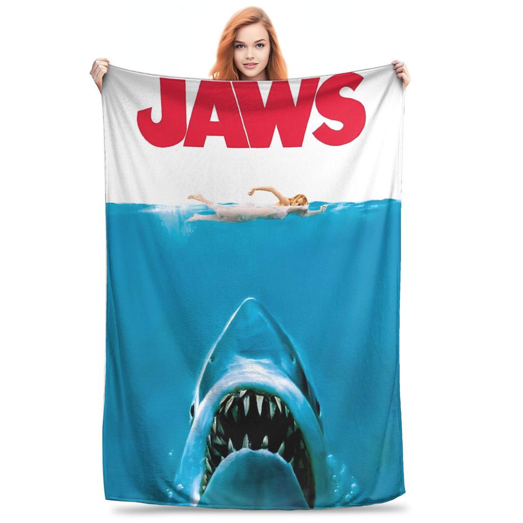 Soft BlanketKids Decorative Jaws 50th Anniversary Throw Blanket Flannel Bedspread For Home Decor Print Sofa Bed Cover