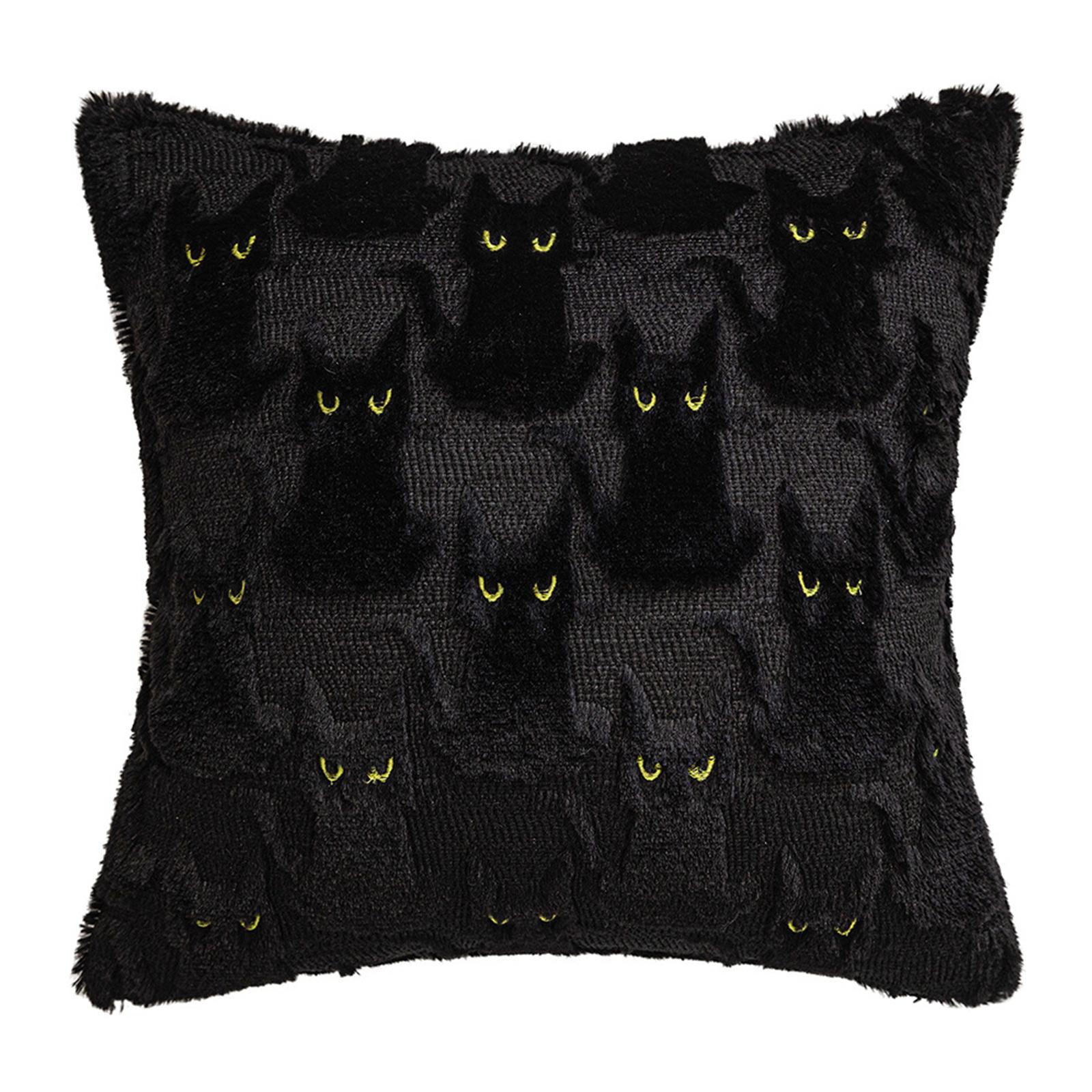 

45x45cmHalloween Plush Pillow Decoration Embroidery Pillowcase Living Room Sofa Cushion Square Pillowcase One Size