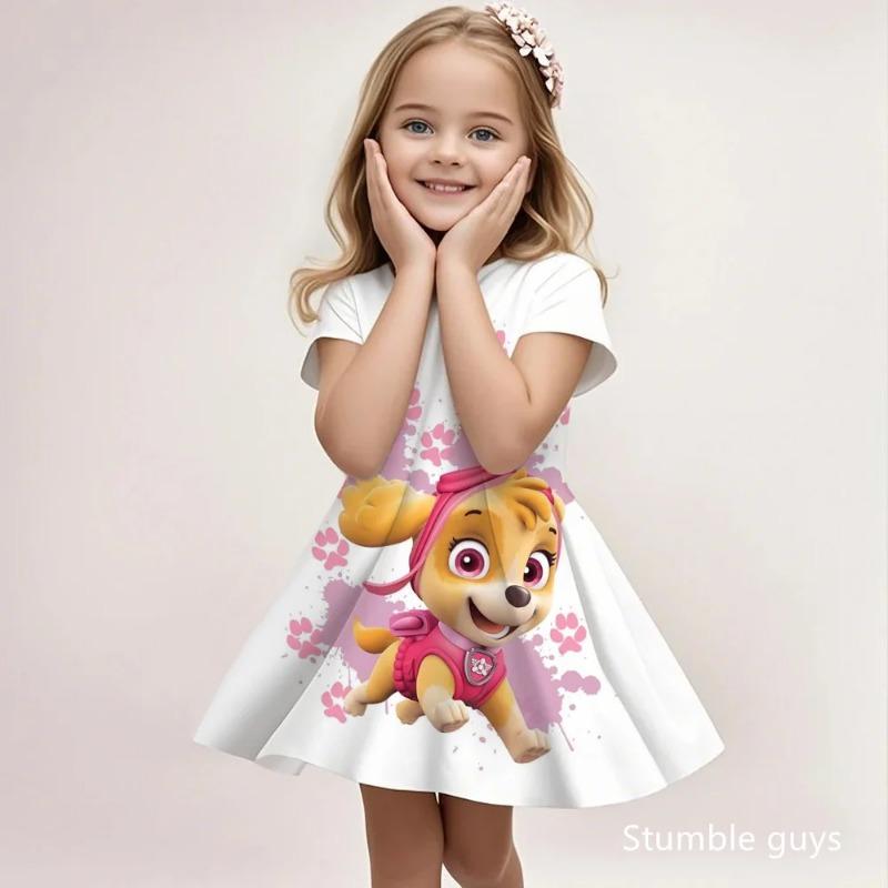 Cute Paw Patrol Dress For Girls Summer Casual Fashion Beach Sundress Soft Breathable Lightweight