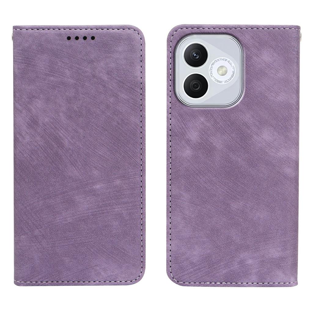 For Honor 400 Lite 5G Case Strong Magnetic Leather Wallet Phone Cover with Striped Texture