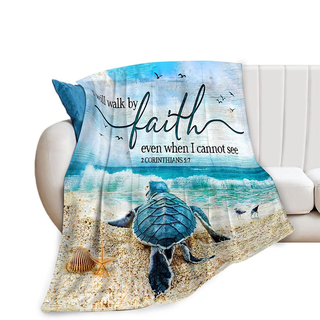 Turtle Series digital-printed polyester Bedroom velvet flannel cover blanket Fleece soft sofa cover blankets for beds