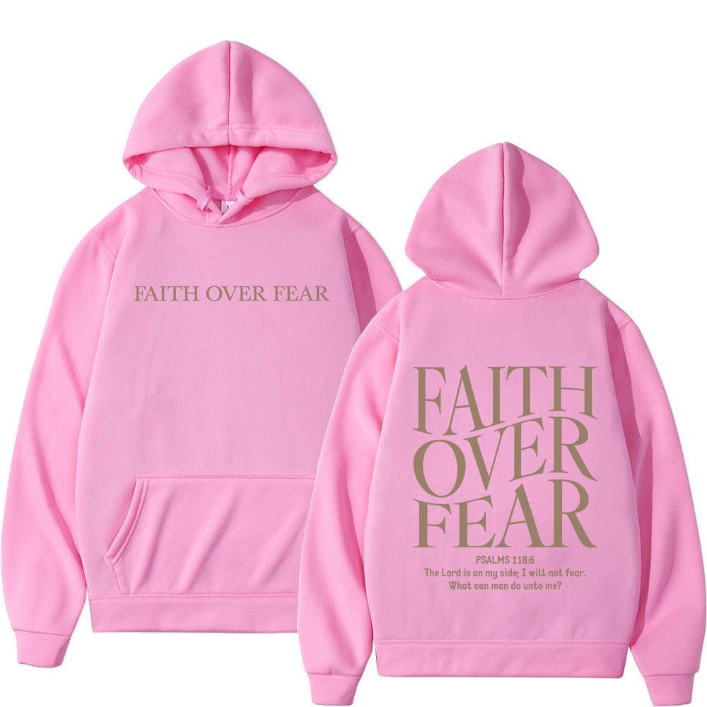 Faith Over Fear Christian Hoodies Jesus Bible Verse Men Women Fashion Harajuku Oversized Sweatshirts Autumn Winter Fleece Hoodie