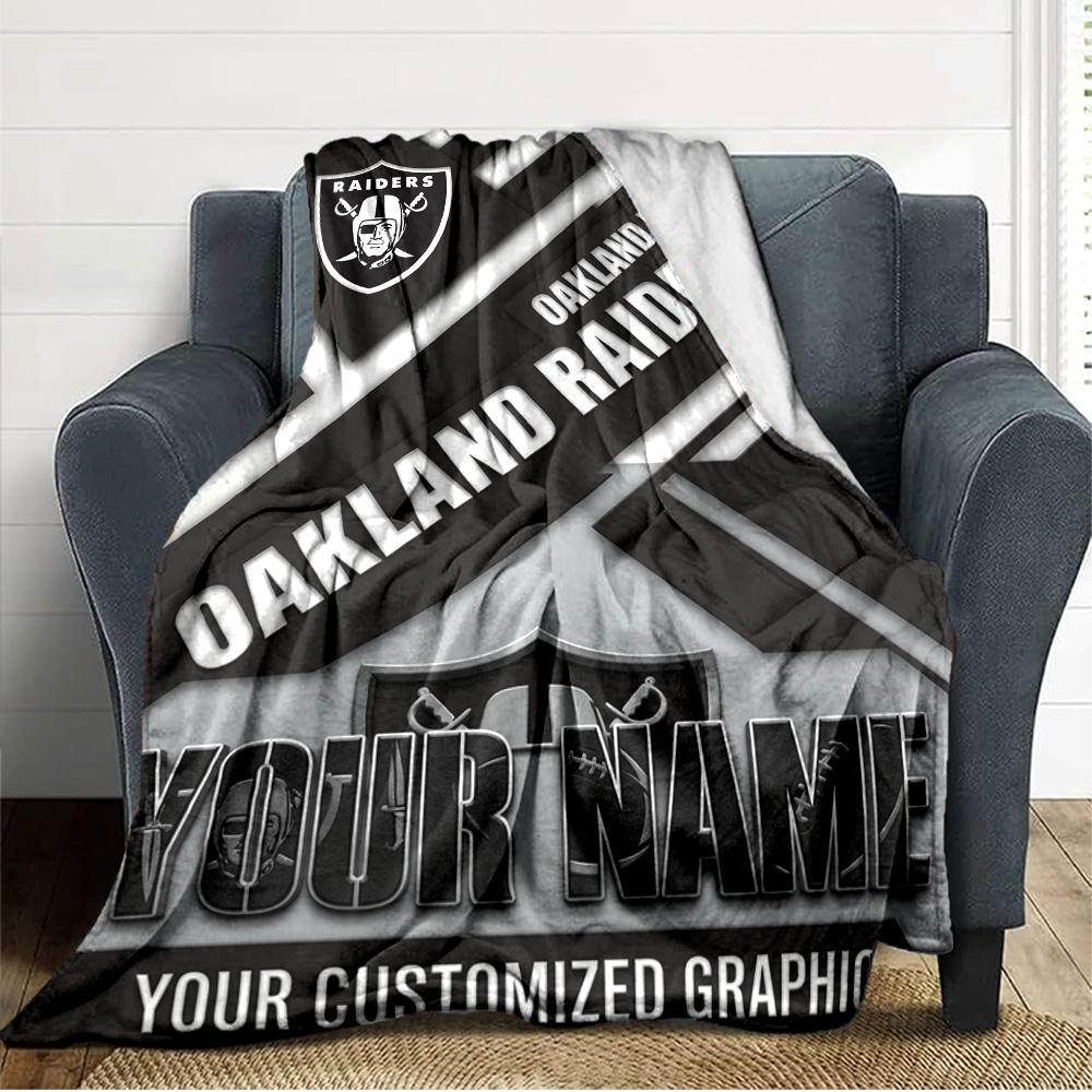 Name Custom Las Vegas Raiders Print Flannel Blanket High Quality Warm Comfortable Cover for All Seasons Perfect for Gifts Home Decor