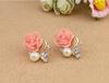 Jewelry New Design Gold Rose Pearl Stud Earrings For Women New Accessories Orecchini Perlas Earing