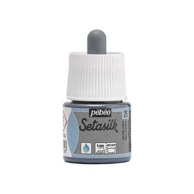 Pebeo Acrylfarbe für Handbemalung auf Stoff und Sonneneinfärbung Setasilk 45ml Silber Grau 25 Wasserbasiert