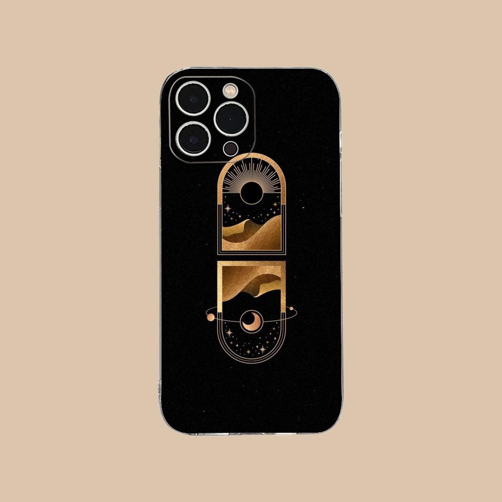 Sun Moon Mobile Cell Phone Case for iPhone 17 16 15 14 13 12 11 X XR XS Air Pro Max Plus Mini Clear Colorful Cover Cellphones