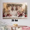 2D Farmhouse Christmas Backdrop Door with Snowman & Wreath Photography Background