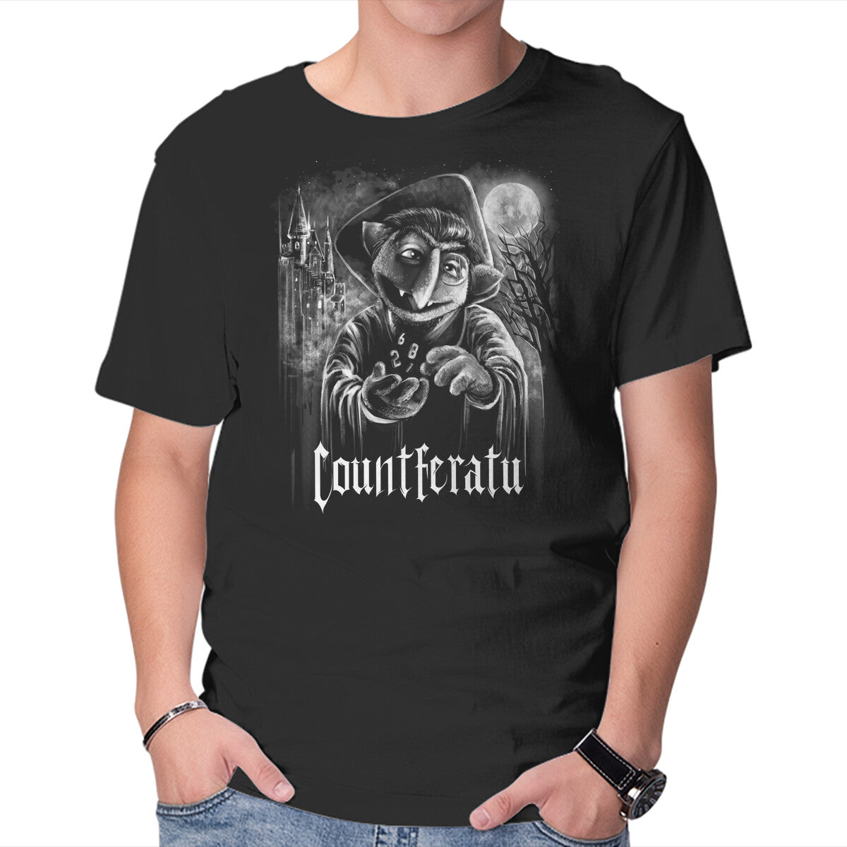 Unisex Crew Neck T-Shirt Count Feratu Graphic Short Sleeve Casual Tee XXXL